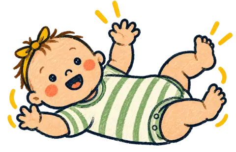A baby on their back kicking their legs during a change.