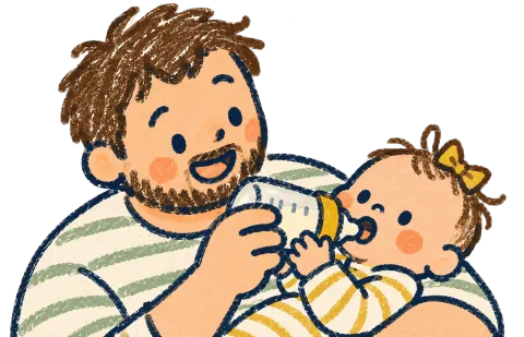 A parent holding a baby for a bottle feed.